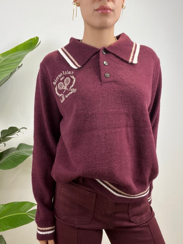 PULLOVER POLO TENNIS BORDEAUX
