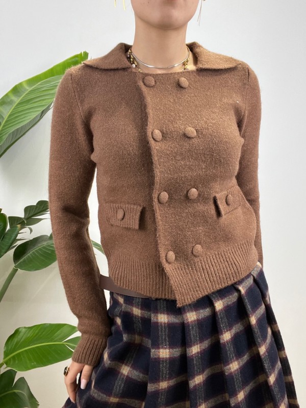 CARDIGAN DOPPIO PETTO MARRONE