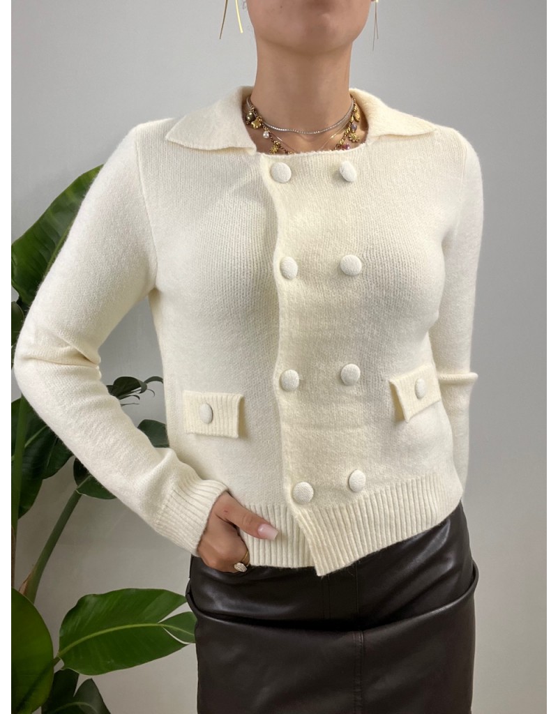 CARDIGAN DOPPIO PETTO PANNA