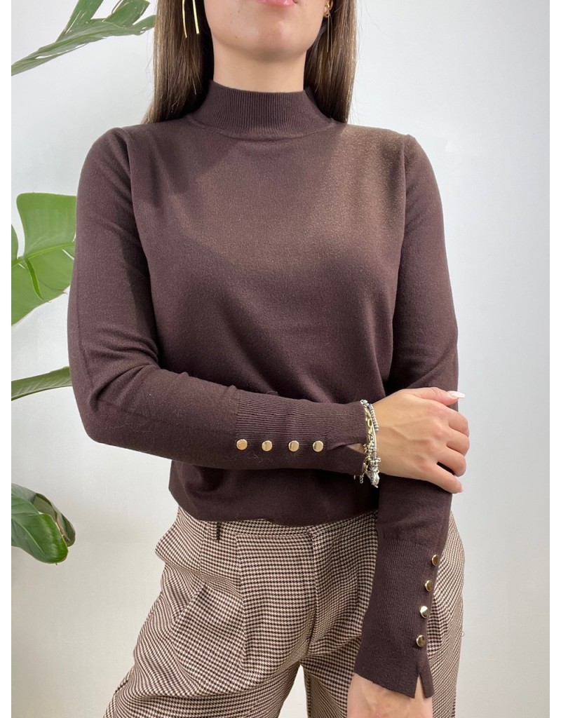 PULL MEZZO COLLO MARRONE