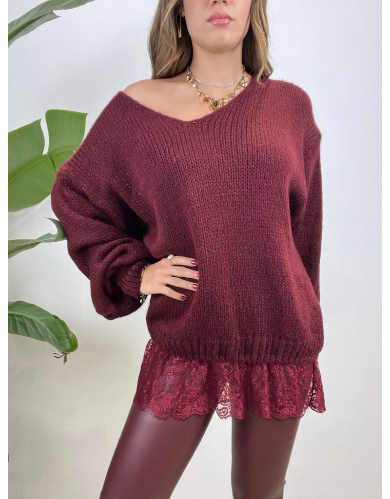MAXI PULL CLOE BORDEAUX