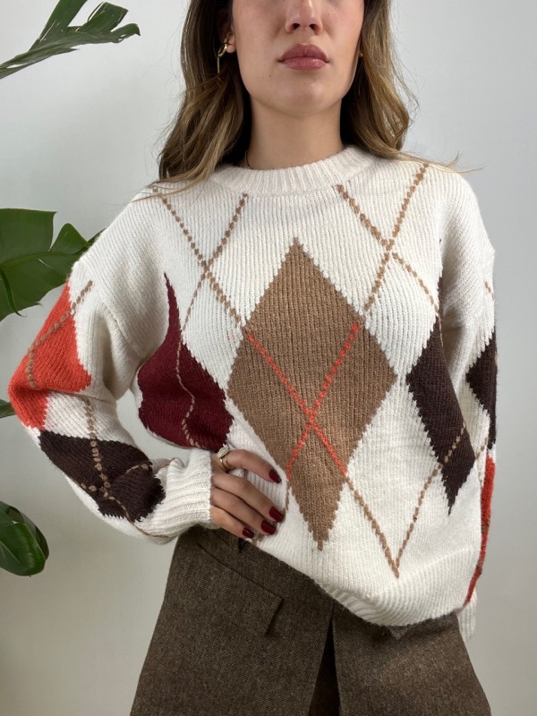 PULLOVER ROMBI TWO BIANCO