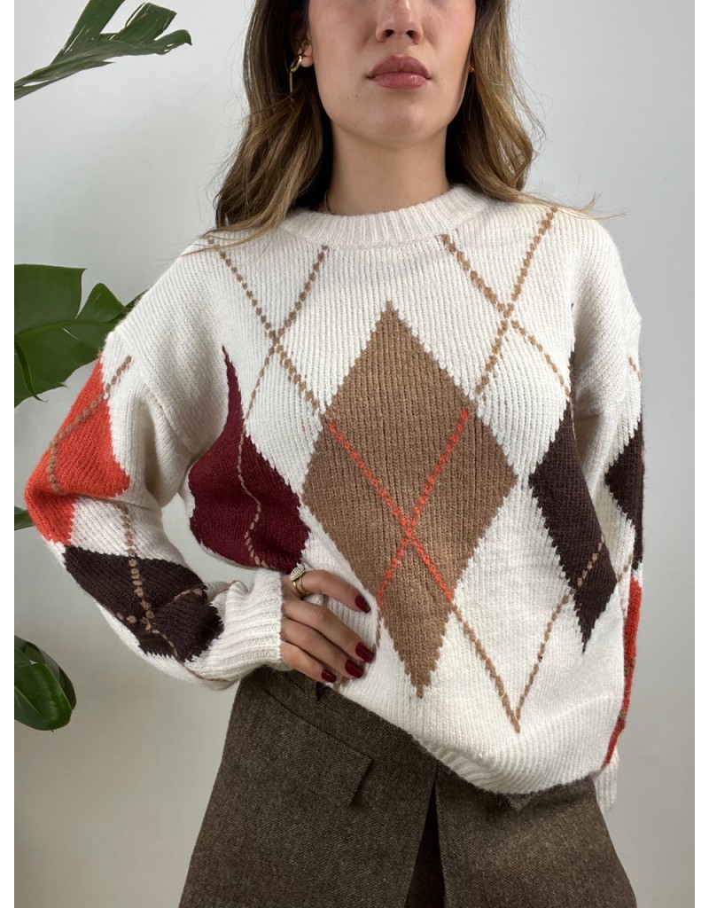 PULLOVER ROMBI TWO BIANCO