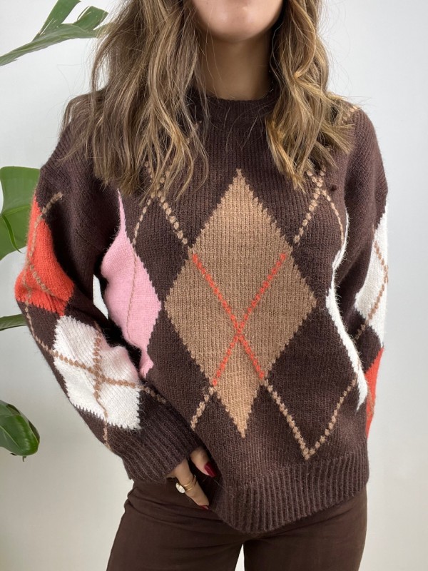 PULLOVER ROMBI TWO MARRONE