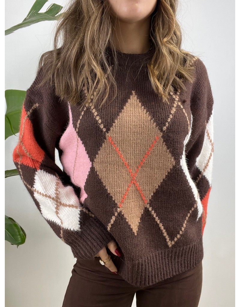 PULLOVER ROMBI TWO MARRONE