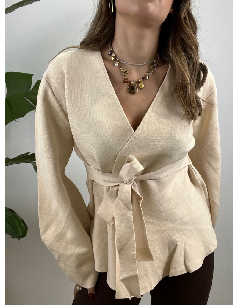 CARDIGAN INCROCIO BURRO