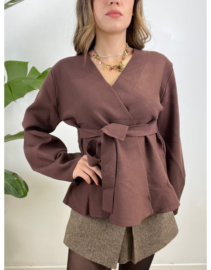 CARDIGAN INCROCIO MARRONE