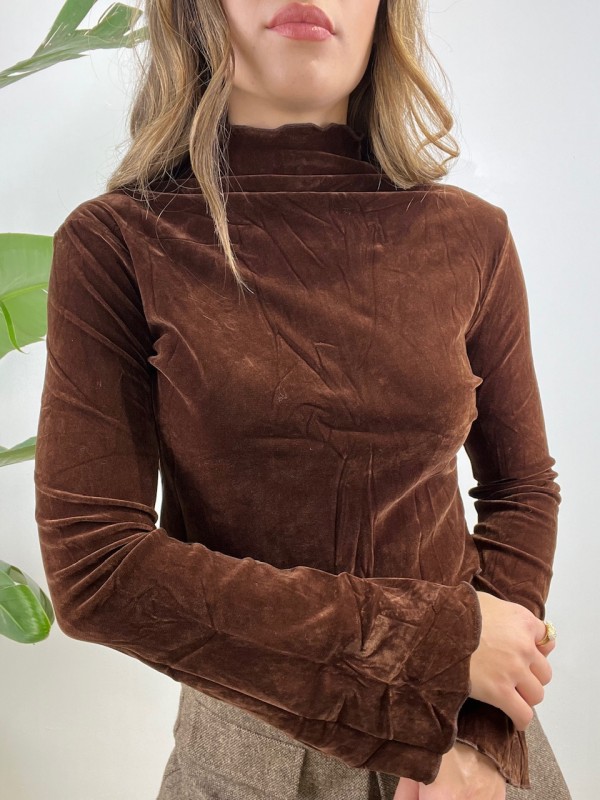 MAGLIA VELLUTO KRIS MARRONE