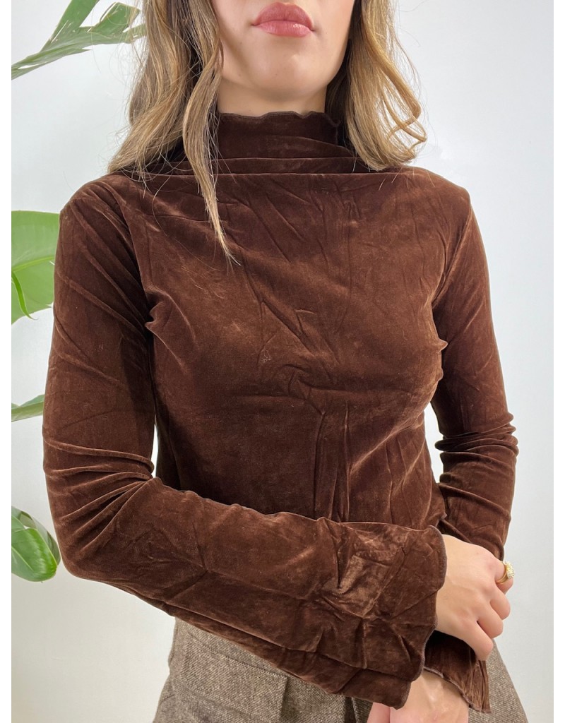 MAGLIA VELLUTO KRIS MARRONE