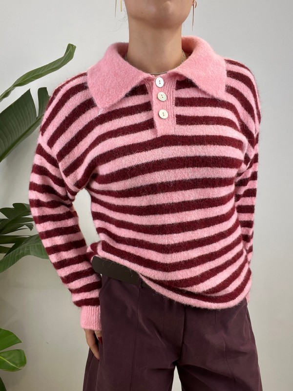 PULL POLO RIGHE ECONOMY ROSA