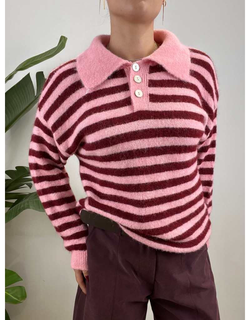 PULL POLO RIGHE ECONOMY ROSA