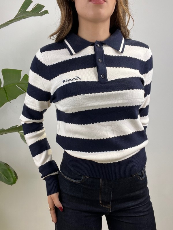 PULL POLO AMOUR BLU BIANCO