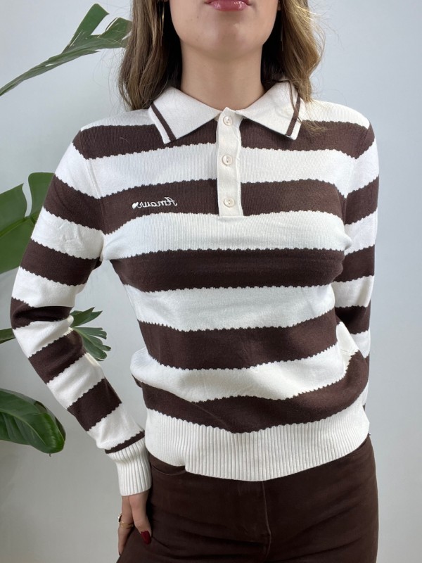 PULL POLO AMOUR BIANCO MARRONE