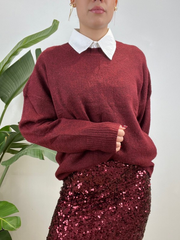 PULLOVER SIMPLY MELANIA BORDEAUX