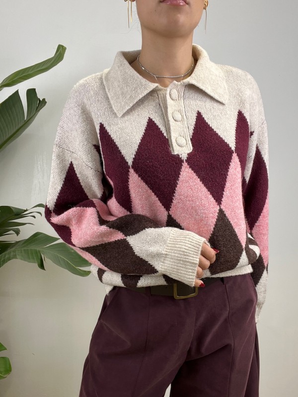 PULLOVER POLO ROMBI TWO BIANCA