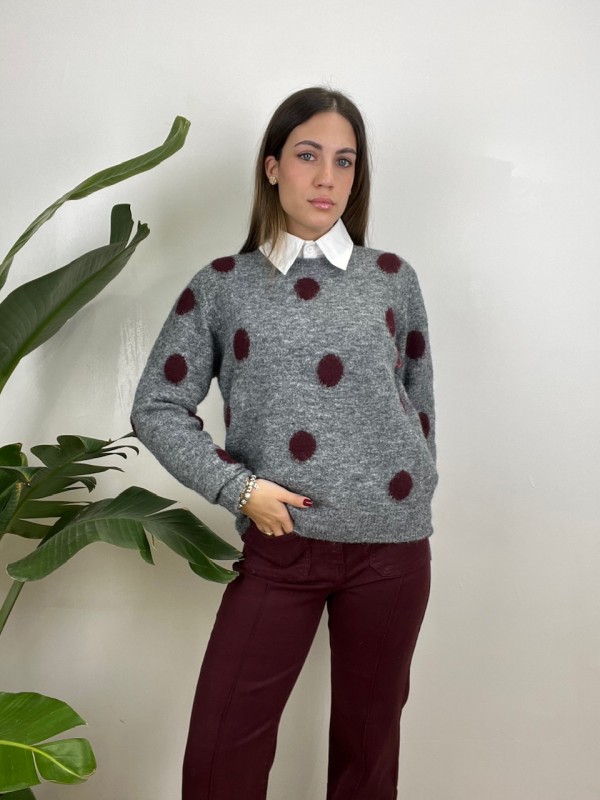 PULLOVER POIS GRANDI GRIGIO
