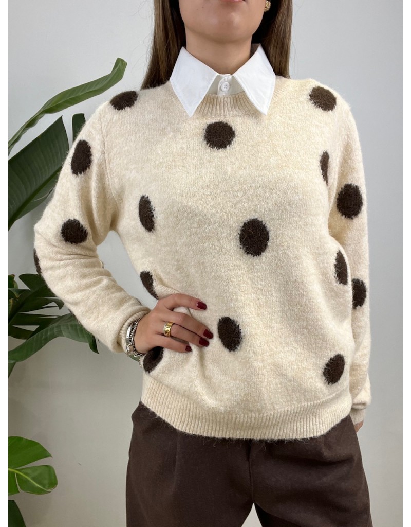 PULLOVER POIS GRANDI BEIGE