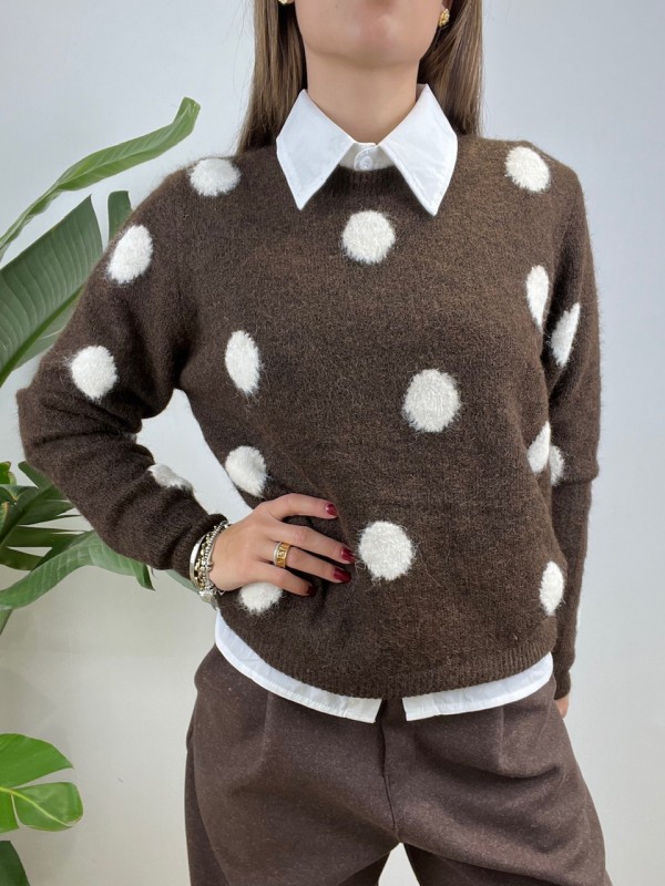 PULLOVER POIS GRANDI MARRONE