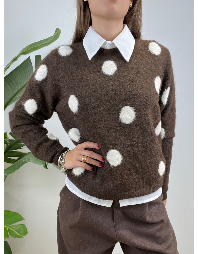 PULLOVER POIS GRANDI MARRONE