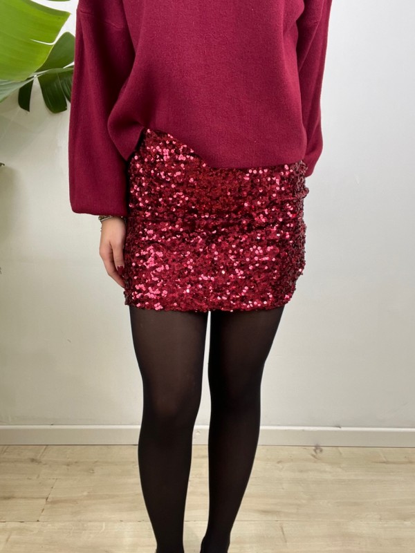 MINIGONNA PAILLETTES BORDEAUX