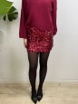 MINIGONNA PAILLETTES BORDEAUX