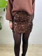 MINIGONNA PAILLETTES MARRONE