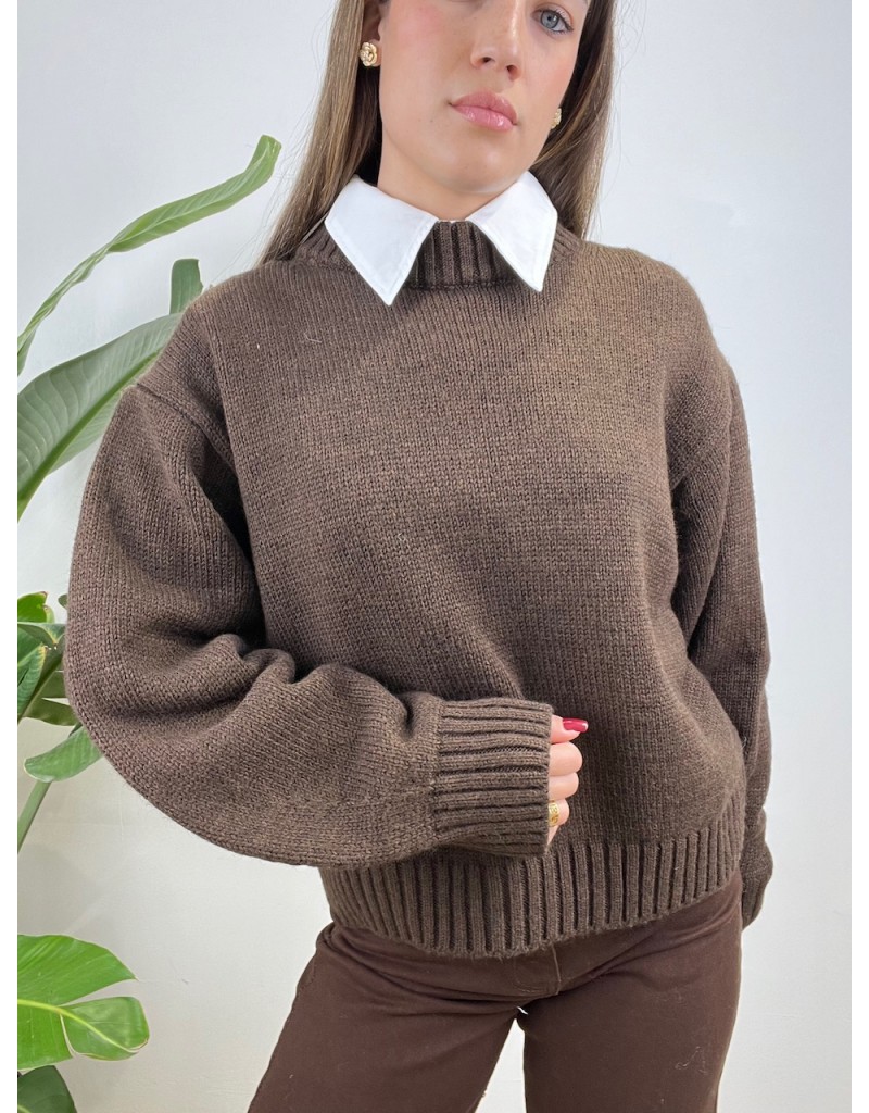 PULLOVER LUMINA SEMPLICE MARRONE