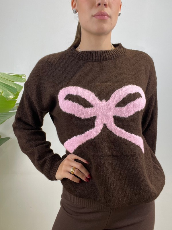 PULLOVER FIOCCO MARRONE