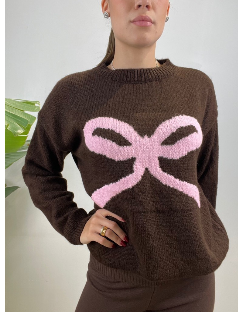 PULLOVER FIOCCO MARRONE