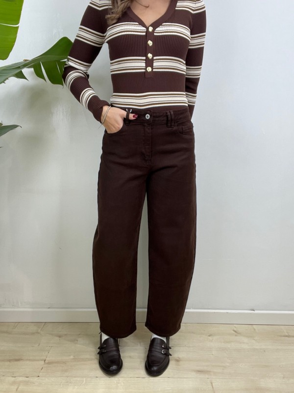 JEANS BALLOONS MARRONE