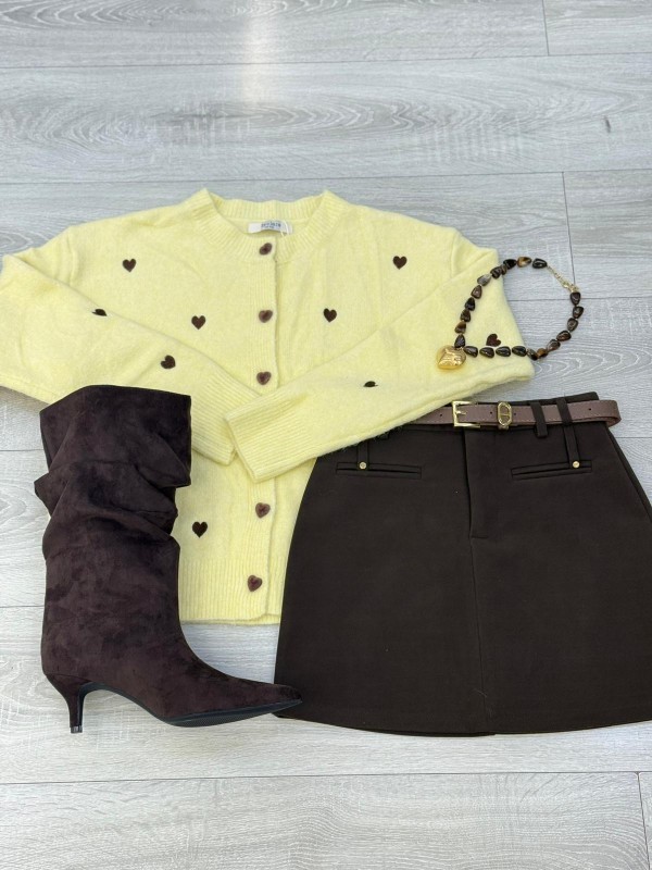 CARDIGAN CUORICINI GIALLO CHIARO