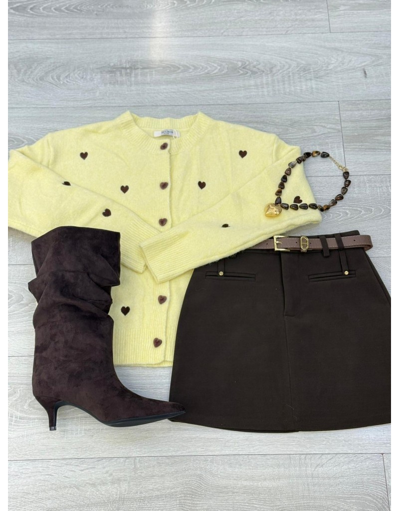CARDIGAN CUORICINI GIALLO CHIARO