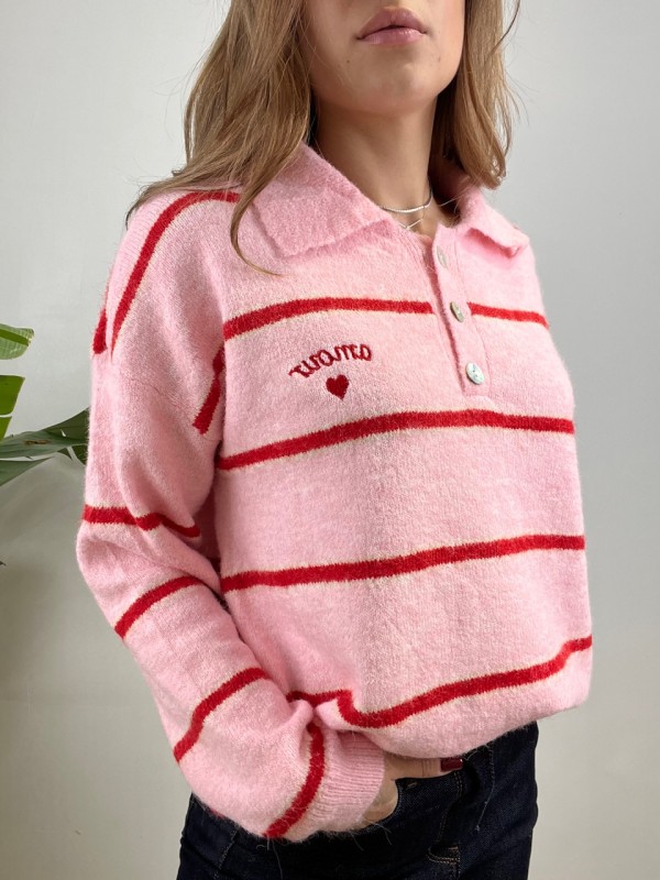 PULLOVER POLO CARMELA ROSA