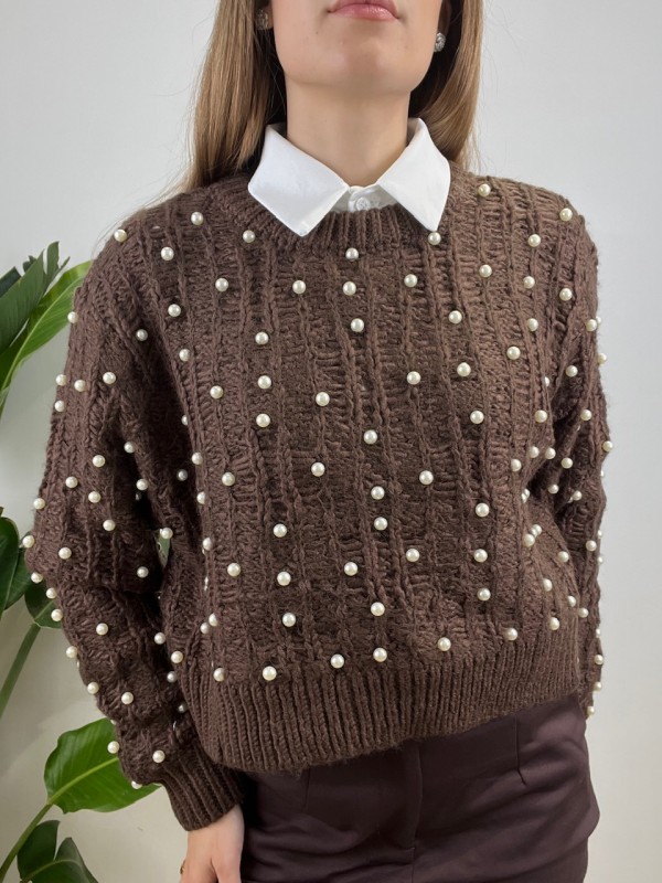 PULLOVER PERLINE LUMINA MARRONE