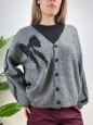 CARDIGAN FIOCCO PIZZO GRIGIO
