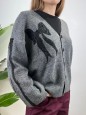 CARDIGAN FIOCCO PIZZO GRIGIO