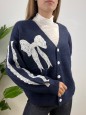 CARDIGAN FIOCCO PIZZO BLU