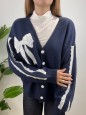 CARDIGAN FIOCCO PIZZO BLU