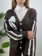 CARDIGAN FIOCCO PIZZO MARRONE