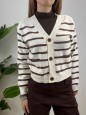 CARDIGAN BOLY RIGHE PANNA/MARRONE