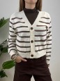 CARDIGAN BOLY RIGHE PANNA/MARRONE