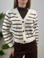 CARDIGAN BOLY RIGHE PANNA/MARRONE