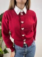 CARDIGAN CUORI BORDEAUX