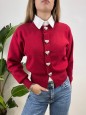 CARDIGAN CUORI BORDEAUX