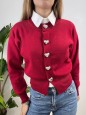 CARDIGAN CUORI BORDEAUX