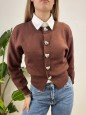 CARDIGAN CUORI MARRONE