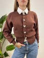 CARDIGAN CUORI MARRONE