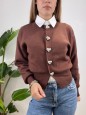CARDIGAN CUORI MARRONE