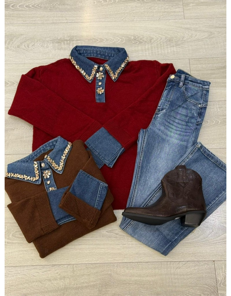 PULLOVER POLO LUXURY BORDEAUX