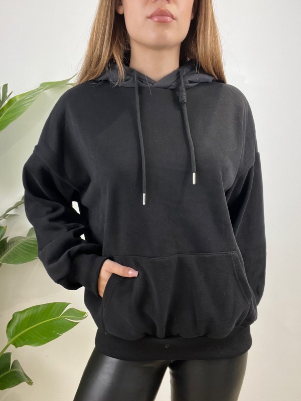 FELPA CON CAPPUCCIO NERA